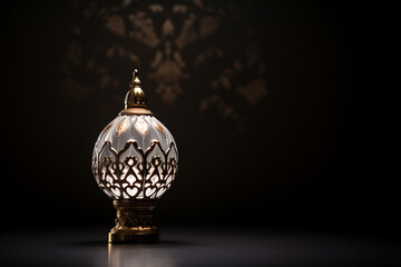 Lantern on dark background. Ramadan Kareem concept. Arabic lantern.