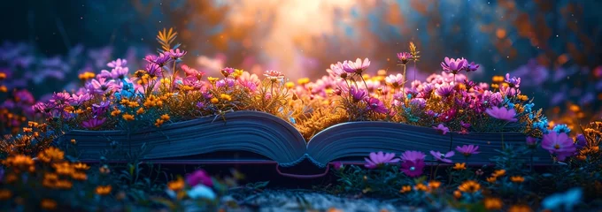 Foto op Canvas Flower Power: A Book of Blossoms Generative AI © Riya