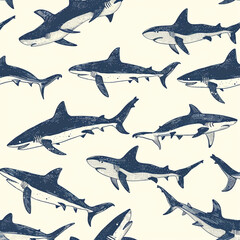 shark, pattern, design, ocean, nature