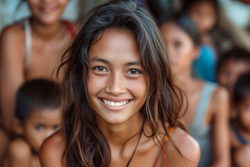 Fototapeta premium Corporate Compassion: Empowered Businesswoman Making a Positive Impact through Philanthropy and Community Engagement
