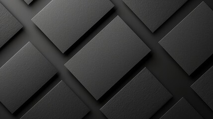 Top view of several black business cards on a gray surface with a copy space, Generative AI.