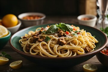 Traditional Flavors and Timeless Recipes
Explore the essence of authentic Italian pasta with traditional flavors and timeless recipes. This high-quality image captures the classic appeal of Italian - obrazy, fototapety, plakaty