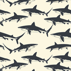 shark, pattern, ocean, blue, design