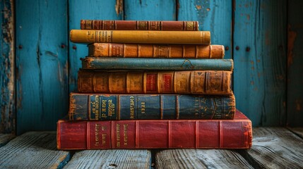 Stack of Vintage Books: A Timeless Collection Generative AI