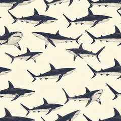 Fototapeta premium shark, pattern, ocean, blue, design