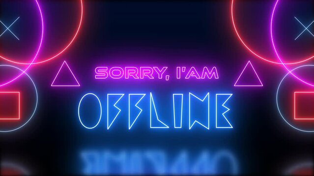 Sorry i am offline neon glowing with lines looping background. Seamless loop animation. 4k animation videos