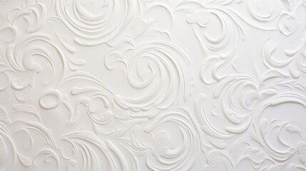 the wall is covered with white decorative plaster