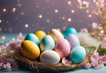 Colorful easter eggs collection, easter celebration.
