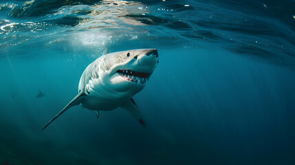 great white shark in the ocean