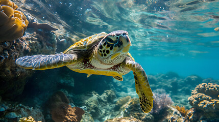 sea turtle swimming in the ocean