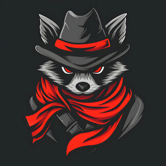 Minimalistic Bandit Racoon Logo Illustration