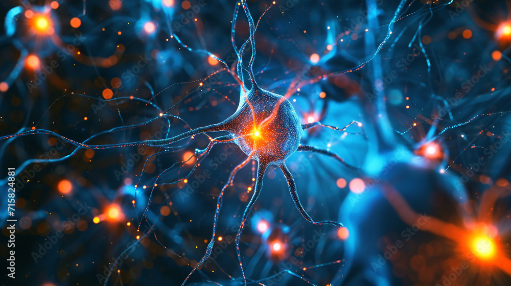 Aufkleber a conceptual image of a neural network in the human brain, network, dynamic and dramatic composition