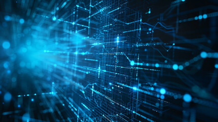 A high-tech interface showing a cybersecurity network, network, dynamic and dramatic compositions, with copy space