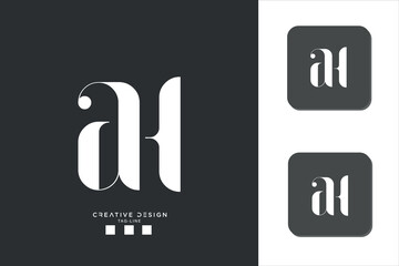 AH or HA Alphabet letters icon logo monogram	