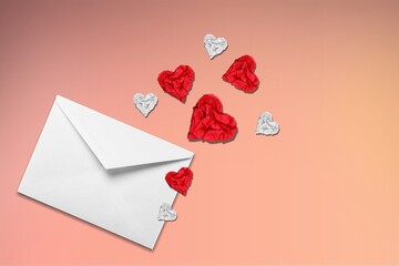 love letter with blank envelope  with paper hearts