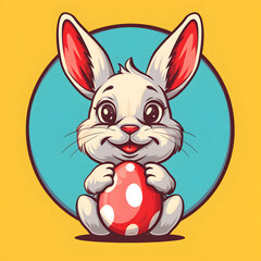 Cute Easter Bunny Logo Illustration 