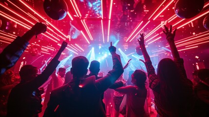 people partying in a nightclub with neon lights