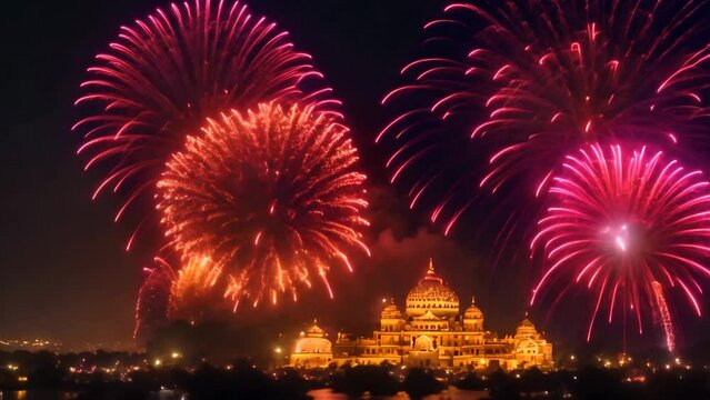 fireworks in the city new year eve celebration generative Ai 