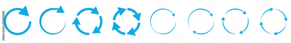 Poster reload arrow vector set. reload circle arrows collection. rotation arrow icon.