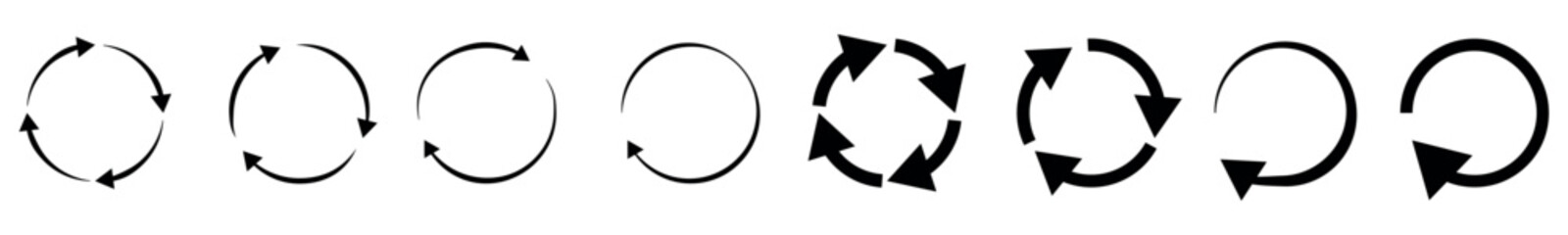Reload arrow set. Reload circle arrows collection. Rotation arrow icon vector.