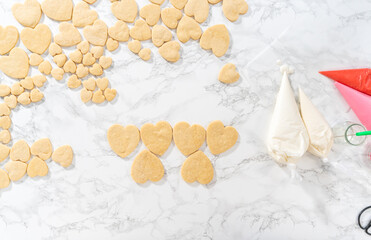 Heart-shaped sugar cookies with royal icing