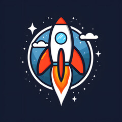 Rocket Launching Logo Illustration 
