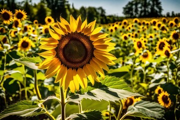 Fototapeta premium A closeup of Sunflower in a meadow