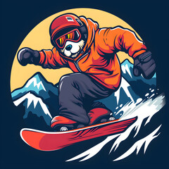 Polar Bear Snowboarding illustration 