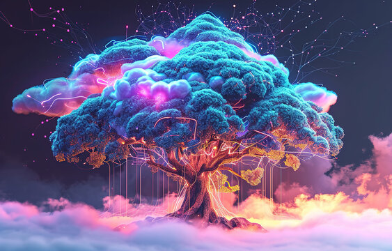 Cloud Networking, Crypto, AI, Firewall Network Security, Artificial Intelligence, Cyber Security, Cloud Managed, Circuit Board, AI Generated Art for Business and Technology