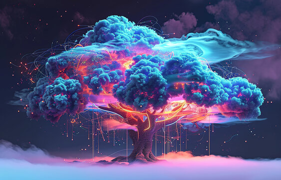 Cloud Networking, Crypto, AI, Firewall Network Security, Artificial Intelligence, Cyber Security, Cloud Managed, Circuit Board, AI Generated Art for Business and Technology