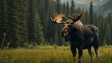 Portrait of a moose in the wild