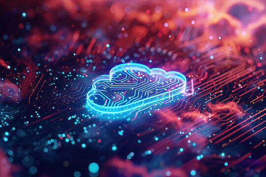 Cloud Networking, Crypto, AI, Firewall Network Security, Artificial Intelligence, Cyber Security, Cloud Managed, Circuit Board, AI Generated Art for Business and Technology