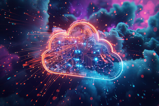 Cloud Networking, Crypto, AI, Firewall Network Security, Artificial Intelligence, Cyber Security, Cloud Managed, Circuit Board, AI Generated Art for Business and Technology