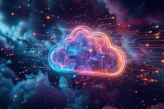 Cloud Networking, Crypto, AI, Firewall Network Security, Artificial Intelligence, Cyber Security, Cloud Managed, Circuit Board, AI Generated Art for Business and Technology