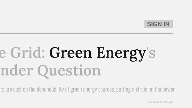 Term 'Green energy' highlighted on FAKE headlines news publications. Titles on white background. Can be used for editorial AND non editorial content as everything is 100% fake
