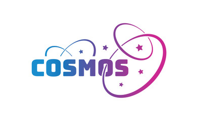 cosmos logo. blue and magenta cosmos word and rings
