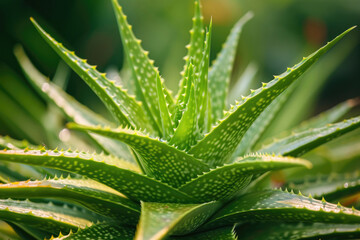 A captivating portrait of the radiant beauty and natural radiance of an Aloe Vera plant