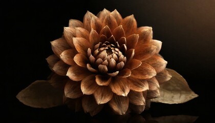 Kwiat dalii 3D na czarnym tle - obrazy, fototapety, plakaty