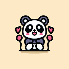 Fototapeta premium Cute Panda Mascot Cartoon Animal Vector Logo Design illustration