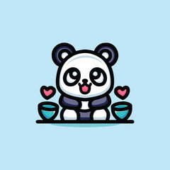Cute Panda Mascot Cartoon Animal Vector Logo Design illustration
