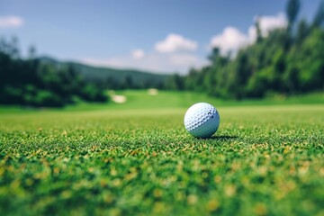 Golf Ball on Green Field