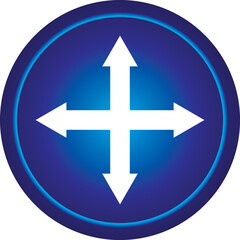 Arrow sign icon. Up, down, left, right arrow icon for app, logo, symbol, website, banner design. Plus icon on button.