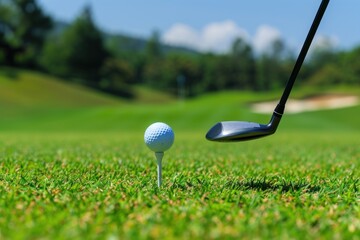 Golf Ball and Golf Club in the Grass