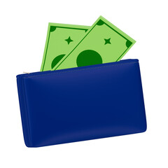 3D Money bag with paper currency.Investment, finance, and business 3d element and 3d render. NO AI