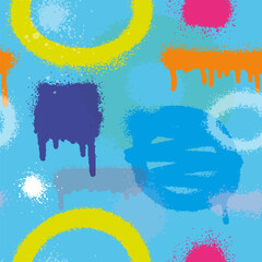 Graffiti spray paint seamless pattern. Vector illustration.