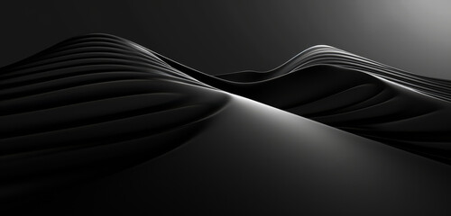 Smooth black waves in a sleek abstract design.