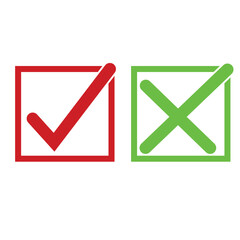 Checkmark icon set. Red and green check mark . Check marks vector icons in red and green . Check mark and cross in green and red. Checkmark right symbol tick sign. 1234