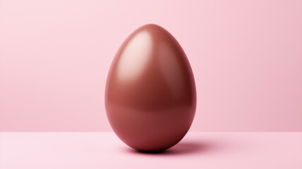 A whole chocolate easter egg on an isolated pink background 