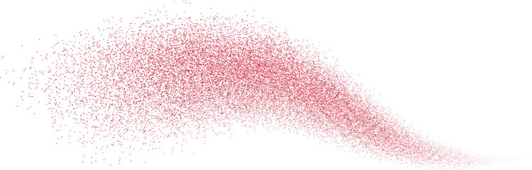 Red glitter splash, shiny stardust explosion, shimmering splash effect, festive particles. Vector illustration.