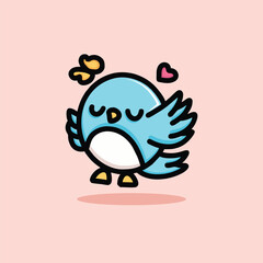 Cute Bird Mascot Cartoon Animal Vector Logo Design illustration